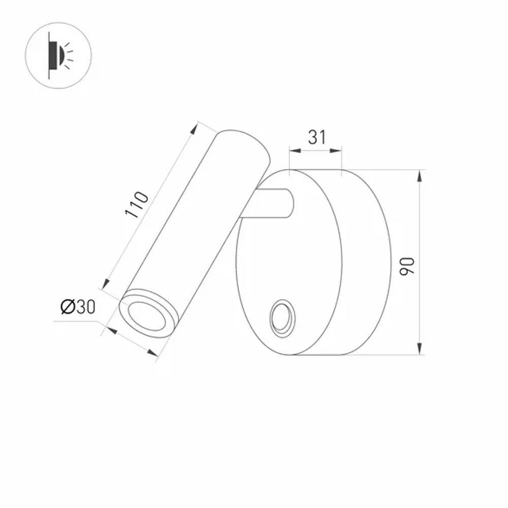Светильник SP-BED-R90-3W Warm3000 (BK, 20 deg, 230V) (Arlight, IP20 Металл, 3 года) 029634