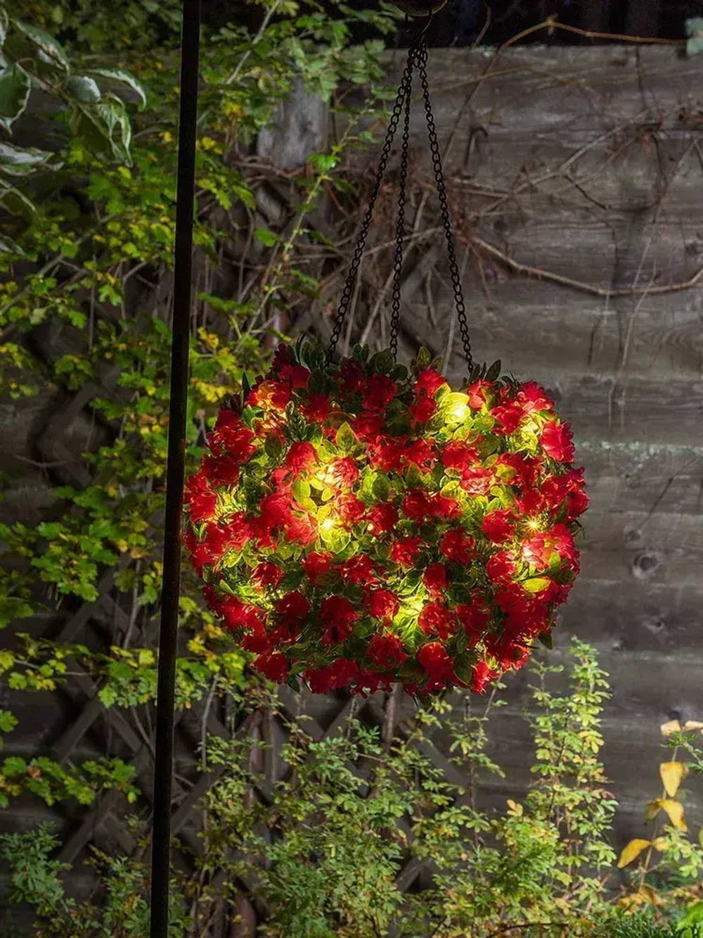 Декоративное подвесное кашпо для сада / фонарь садовый на солнечной батарее "Цветочный шар Азалия" ЧУДЕСНЫЙ САД