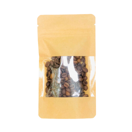 Пакет №09 "Дой-пак" 135х225 (35+35) бум. крафт с окном 70мм с замком zip-lock