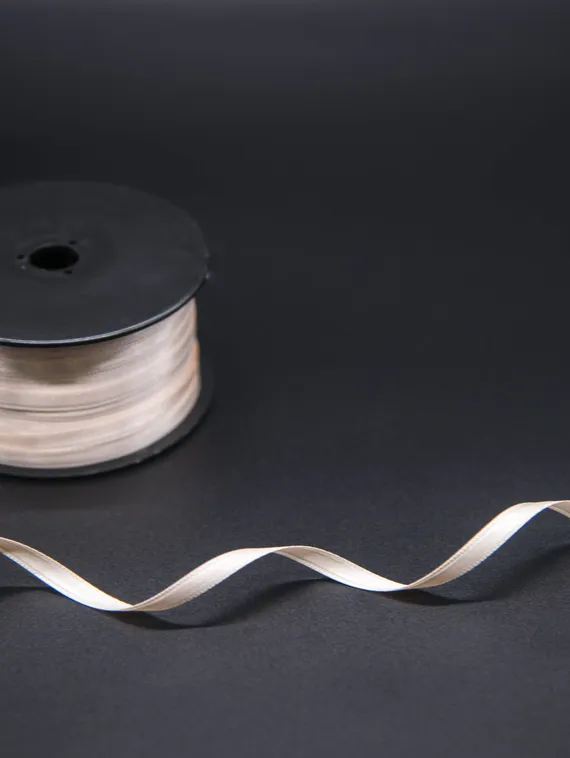 Лента атласная, 6 мм, серебристый пион 168