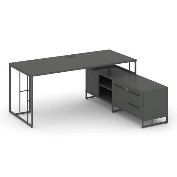 Rift Direct Стол руководителя на опорной тумбой RF.SRT-25 (R) Антрацит NEW/Металл Антрацит NEW/Черны