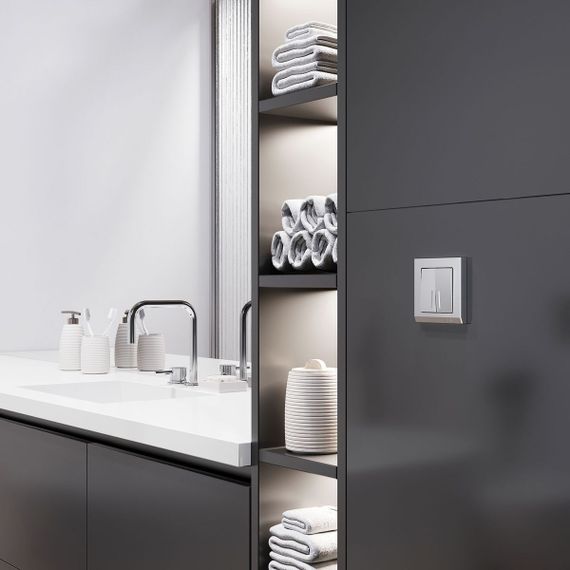 Выключатель двухклавишный с подсветкой Werkel серебряный матовый W1120165 4690389195532