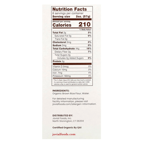 Jovial, Органическая паста из коричневого риса, Farfalle, 340 г (12 унций)