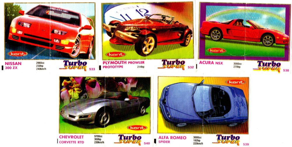 Вкладыши от жвачки Turbo Super - Турбо Супер. 23 штуки без повторов. Серия 471 - 540