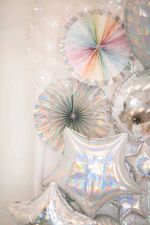 Шар (18"/46 см) Звезда, Перламутровый блеск, Серебро, Голография