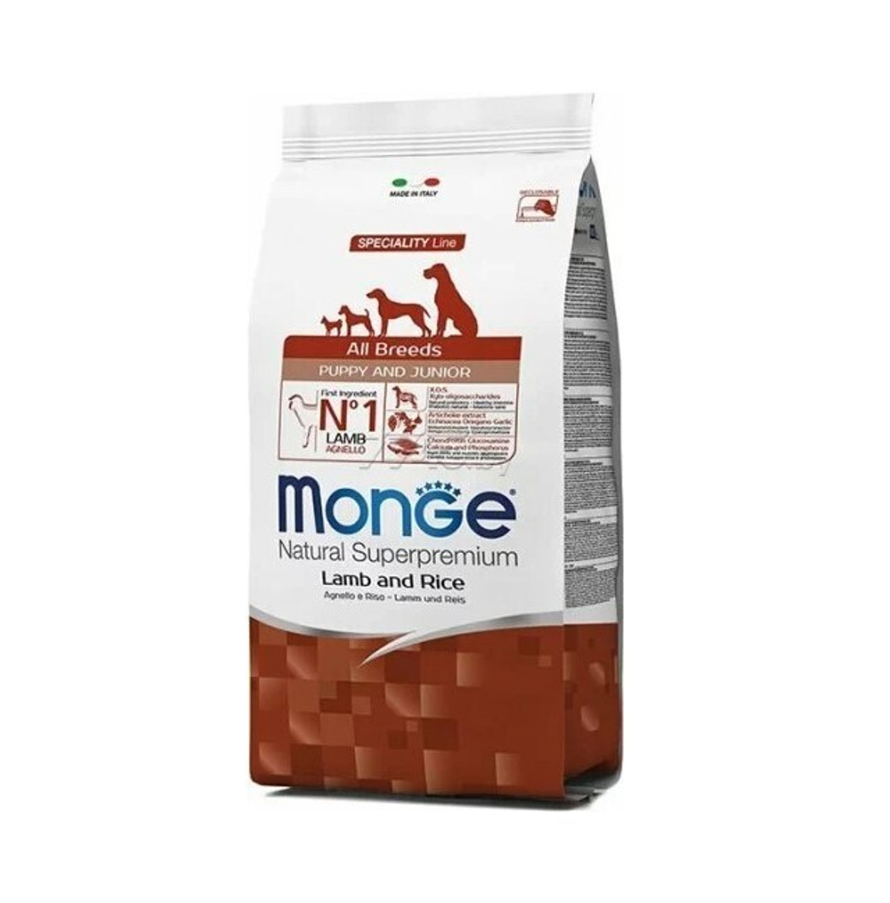 СУХОЙ КОРМ ДЛЯ ЩЕНКОВ И ЮНИОРОВ С БАРАНИНОЙ И РИСОМ 800 гр 1259 MONGE DOG ALL BR. P&J LAMB&RICE\