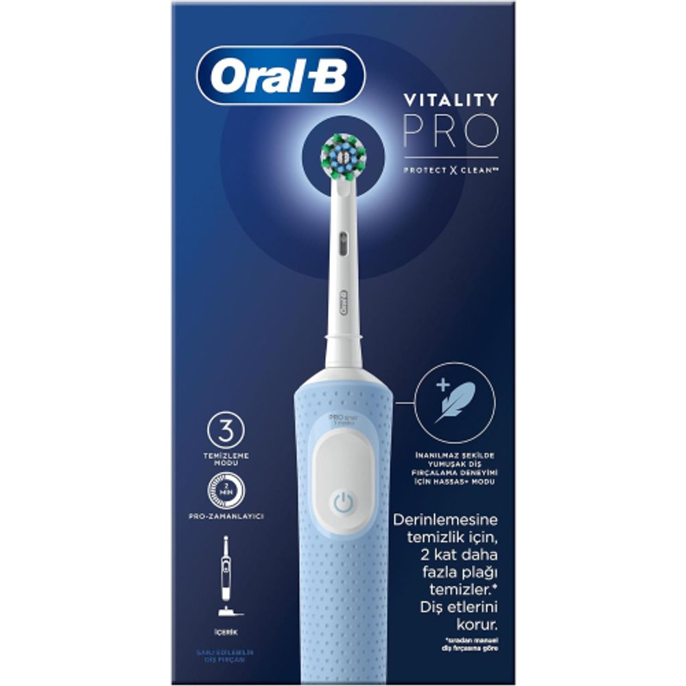 Электрическая зубная щетка ORAL-B Vitality Pro D103.413.3 VAPOR BLUE ProtectXClean 3 режима, тип 3708