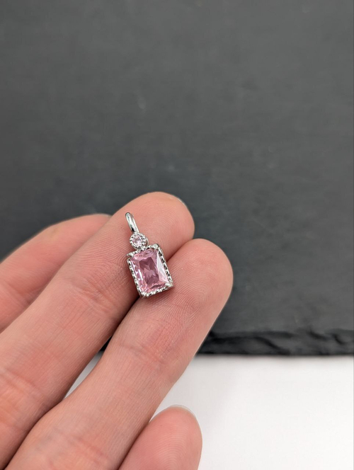 Подвеска прямоугольник розовый, 11.7*6.2мм