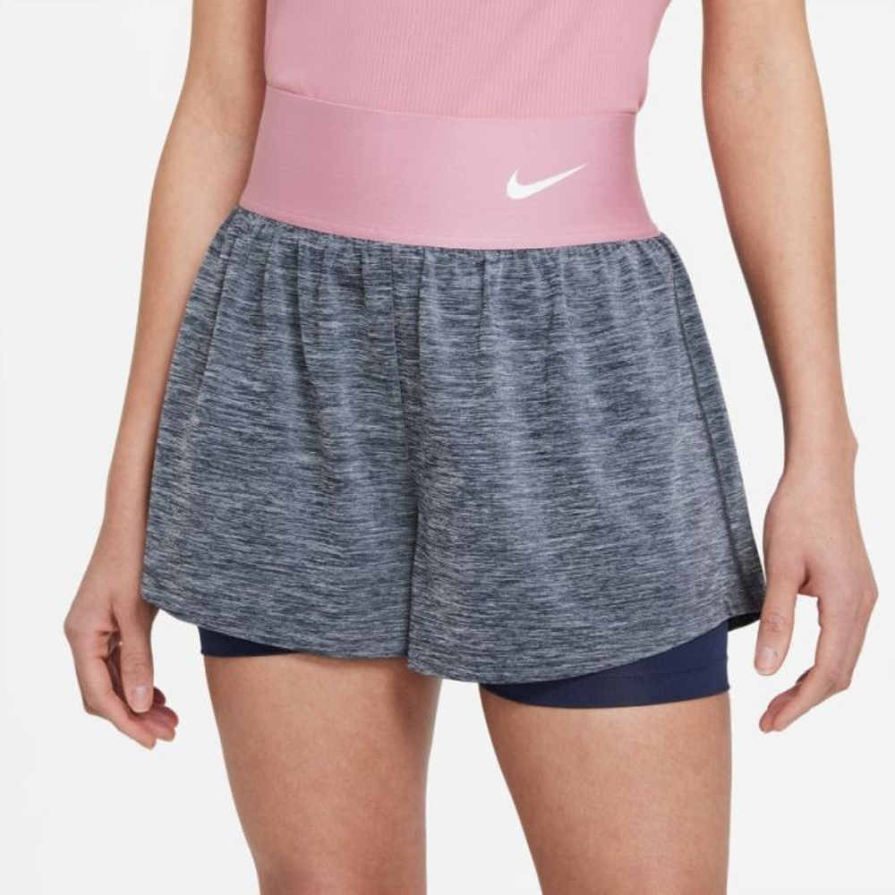 Женские Шорты теннисные Nike Court Dri-Fit Advantage Short W - obsidian/obsidian/elemental pink/white