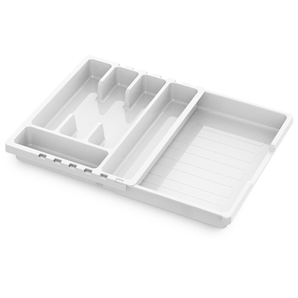 Лоток для столовых приборов раздвижной "Смарт", белый