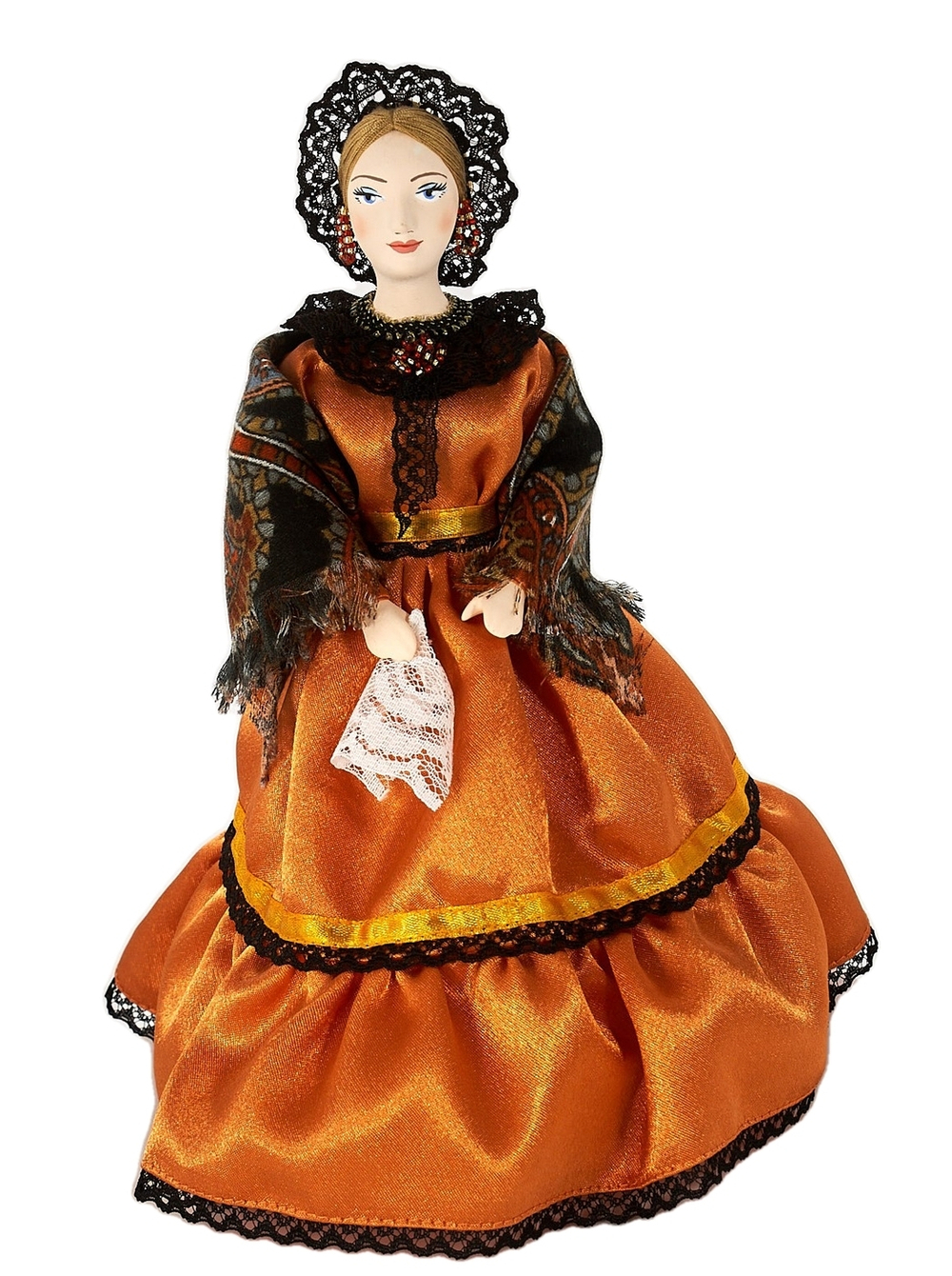 Фарфоровая кукла коллекционная  Купчиха в павлопосадской шали 19 век Россия . Сувенир ручной работы