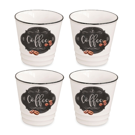 Easy Life Кофейные чашки Кухня в стиле Ретро, белые с декором, 0,1 л, фарфор - 4 шт