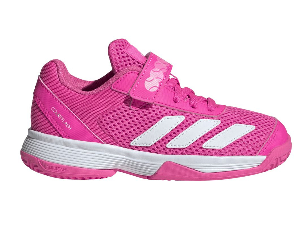 Детские Кроссовки теннисные  Adidas Courtflash K - lucid pink/cloud white/lucid pink
