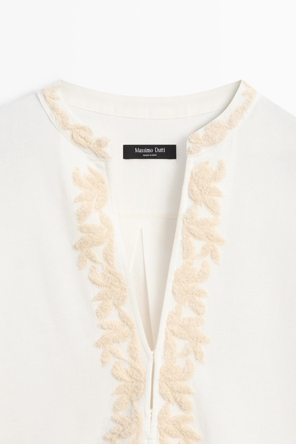 Massimo Dutti блузка с воротником-стойкой, натуральный/кремовый