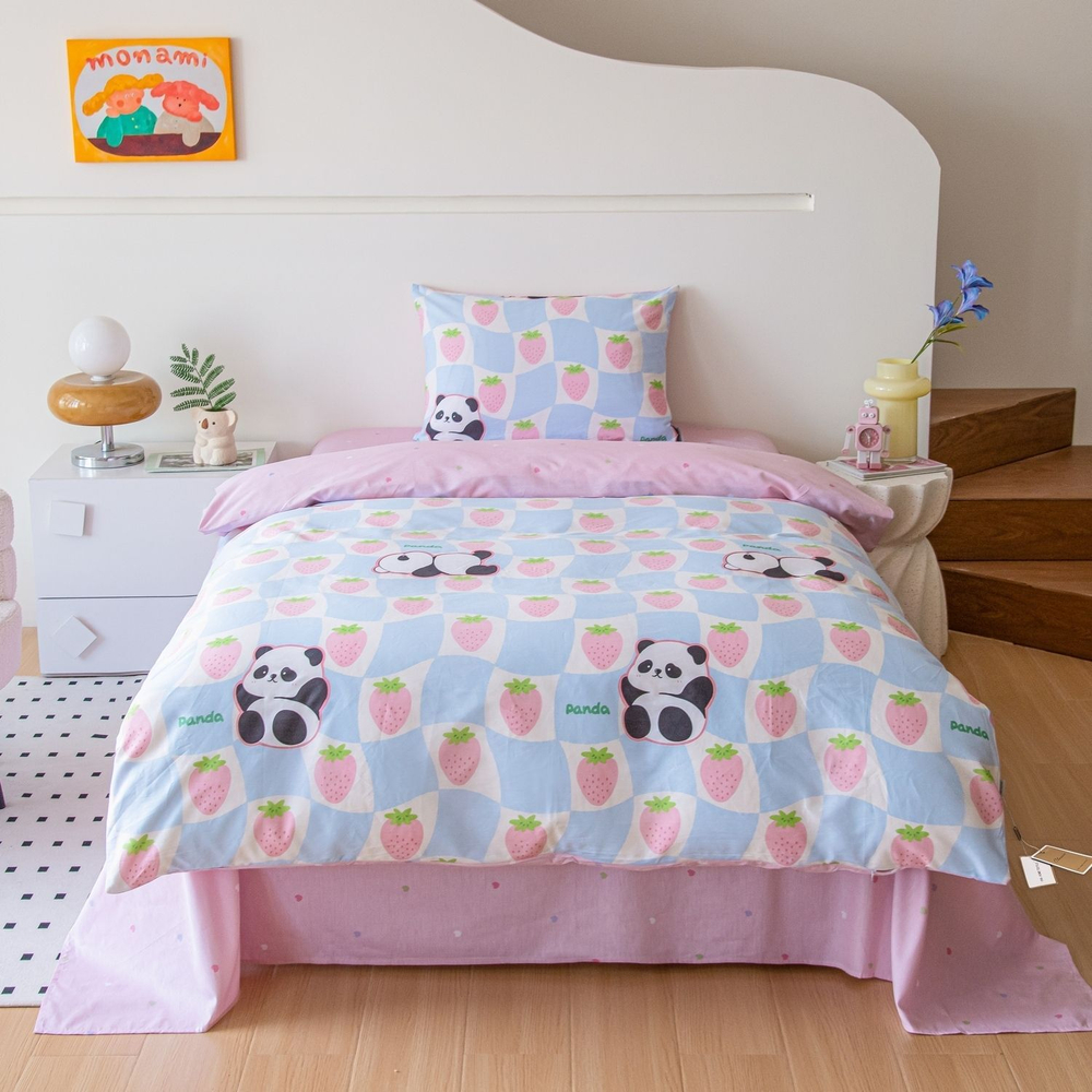 Комплект постельного белья на резинке Сатин Люкс KIDS 100% хлопок CDKR083 1.5-спальный наволочки 50x70