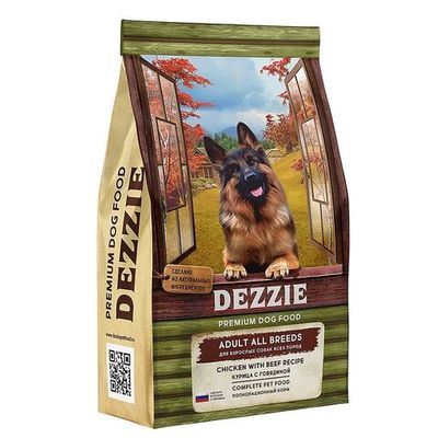 Сухой корм для взрослых собак DEZZIE Adult Dog с курицей и говядиной, Пакет 3 кг