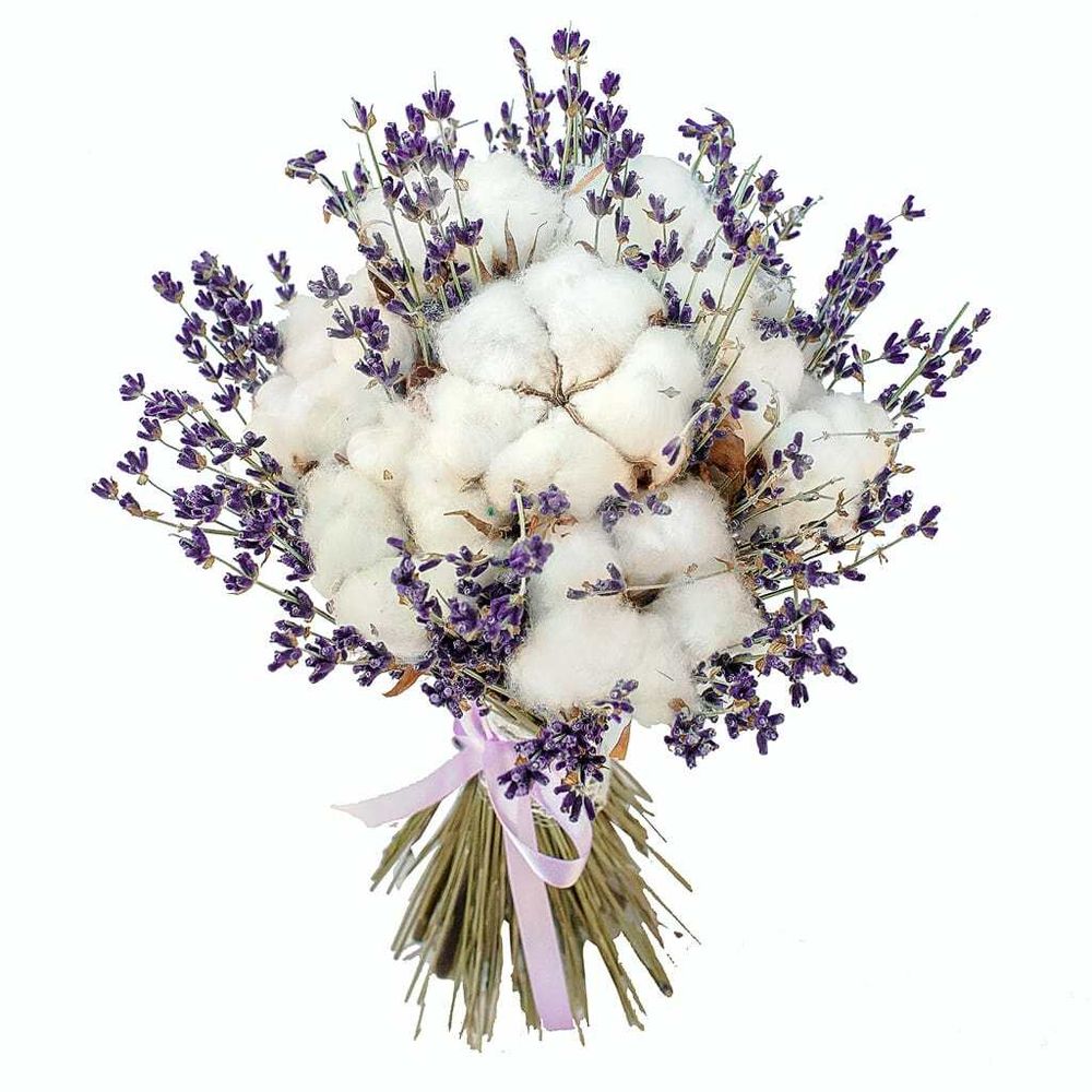Букет сухоцветов Хлопок и лаванда 25х20 см