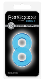 Голубое эрекционное кольцо с подхватом мошонки Lucky 8 (Цвет: голубой)