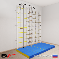 Шведская стенка Sv Sport 51640 (Турник стандарт/Канат/Лестница/Трапеция/Мат 2м/Канатный лаз)