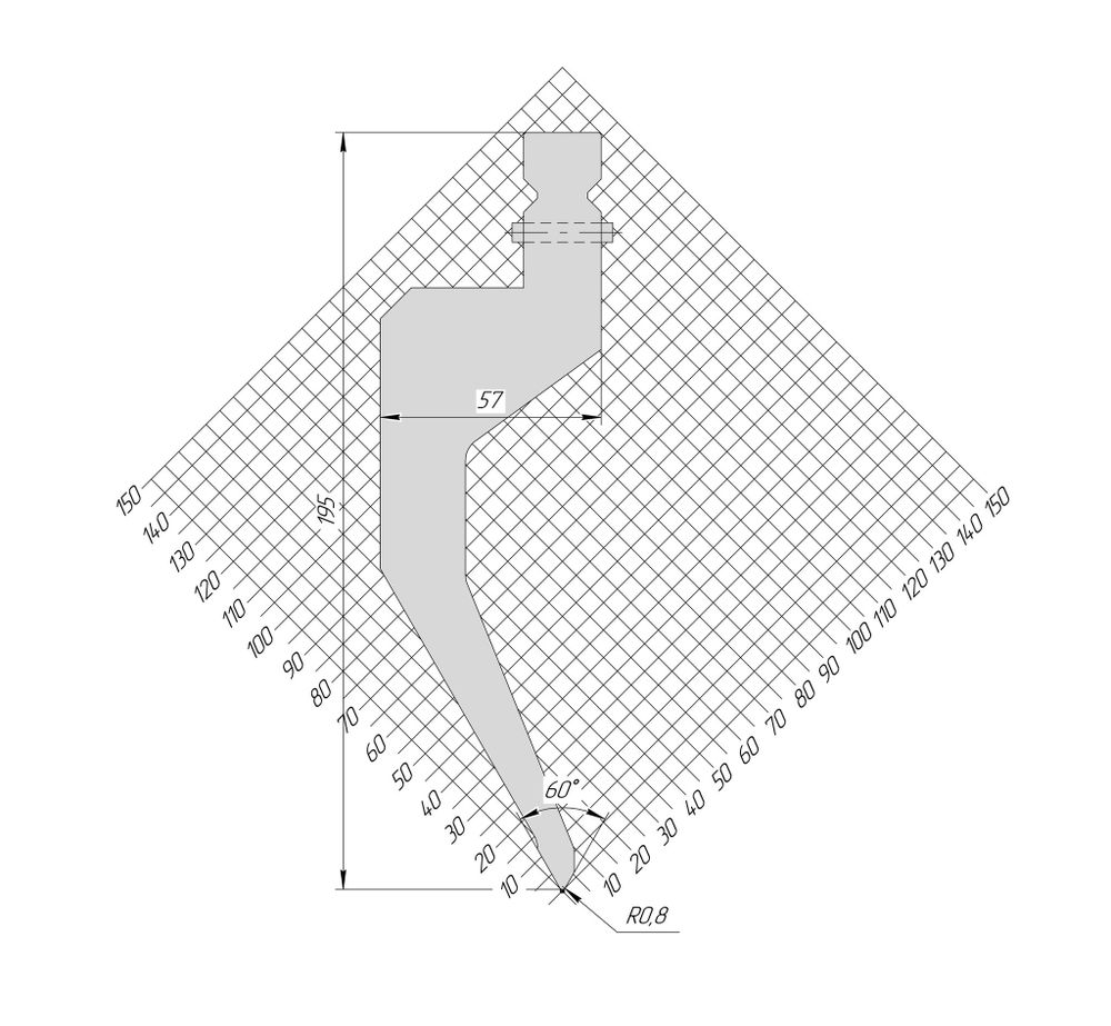 Пуансон TP 1236 60° H195 R0,8