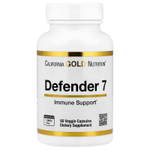 California Gold Nutrition, Defender 7, добавка с витаминами A, C, D3 и B6, цинком, селеном и бета-глюканом, 60 растительных капсул