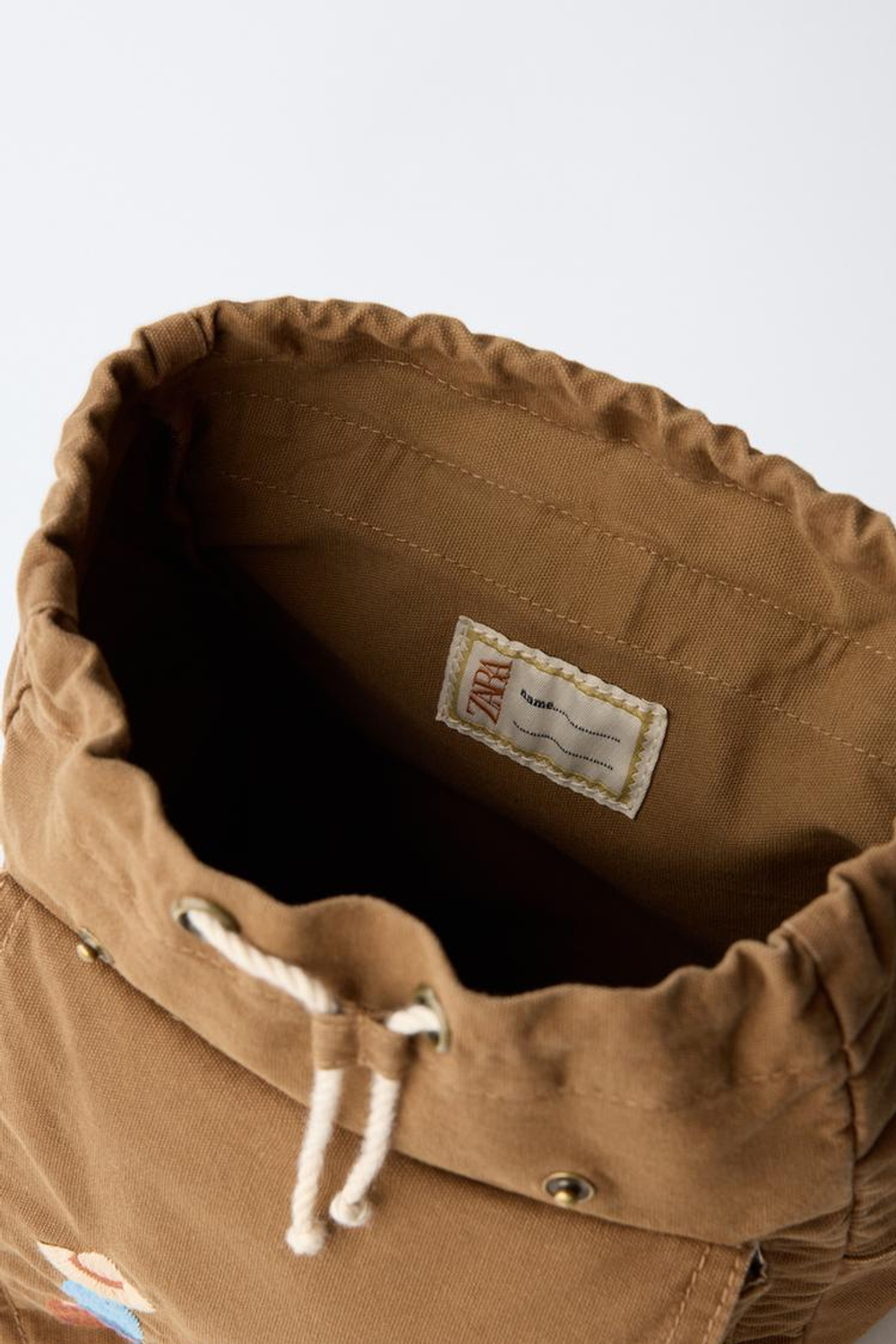 ZARA РЮКЗАК С ВЫШИВКОЙ, КОРИЧНЕВЫЙ