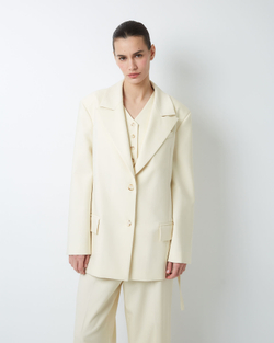 Жакет на пояске из шерсти белый шоколад