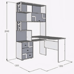 Уголок школьника Омега 16 стол писменный с надстройкой угловой левый