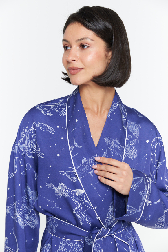 Удлиненное кимоно с кантом и зодиаками