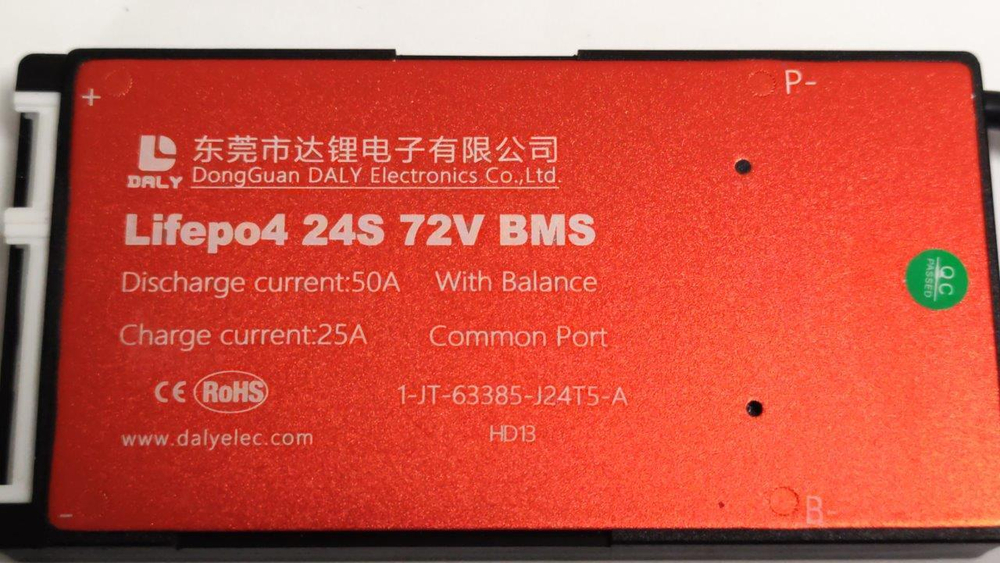 Плата контроля BMS LiFePO4 24S 72V 50A