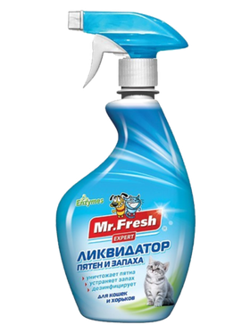 Mr.Fresh Expert 3в1 Ликвидатор пятен и запаха для кошек и хорьков, Спрей 500мл. F403
