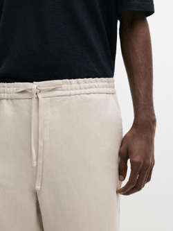 Massimo Dutti Льняные брюки с декоративной отделкой на талии, бежевый
