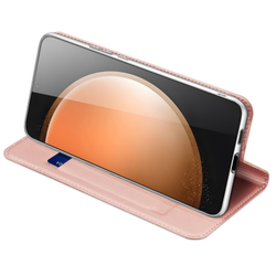 Чехол книжка из PU кожи розового цвета от Dux Ducis для Samsung Galaxy S25 FE, серия Skin Pro Series Case