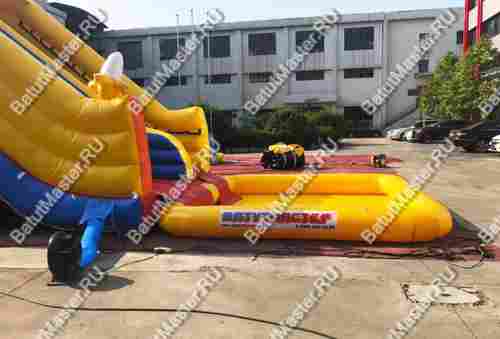 Надувная горка с бассейном «Мартышка» на постоянной подкачке 10*4*5 м