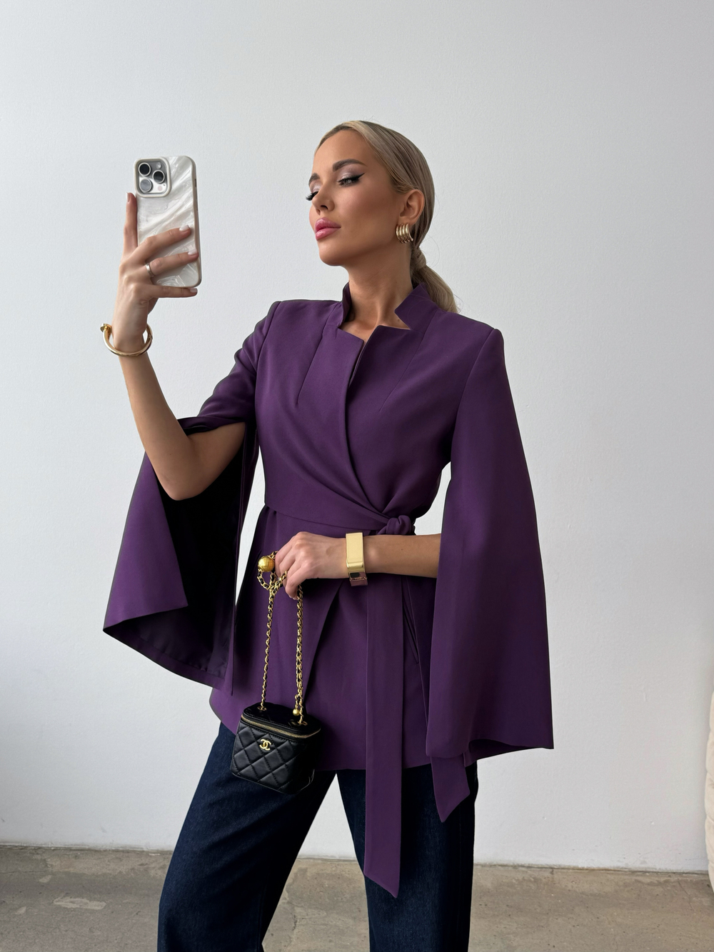 Пиджак классический кейп с запахом