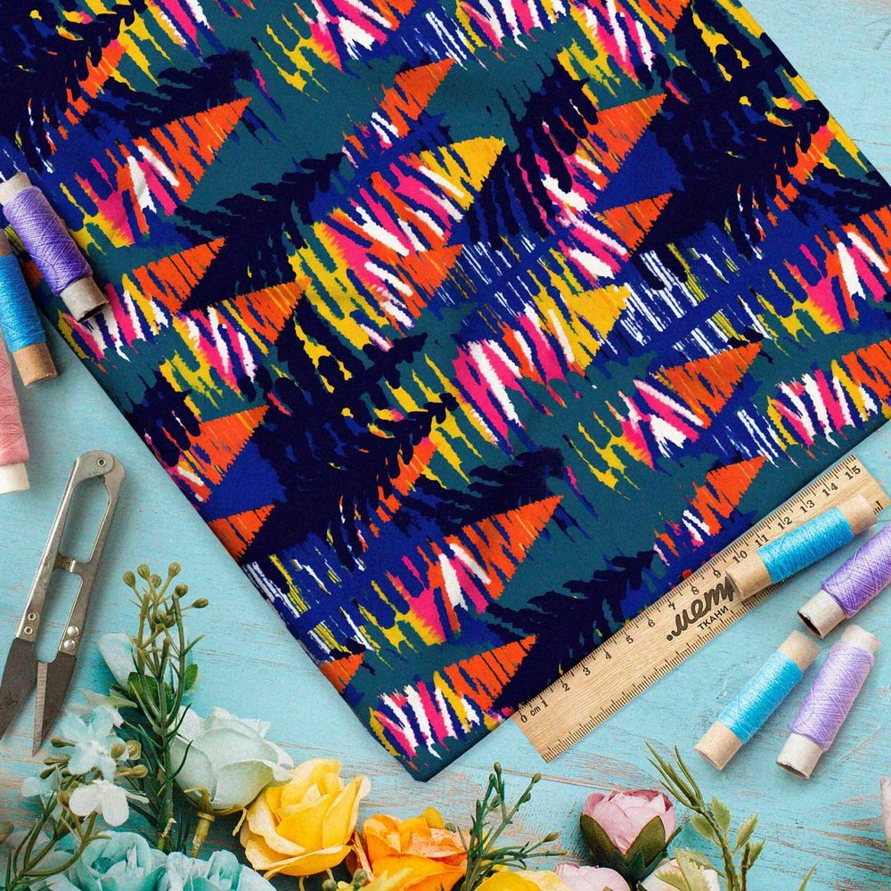 Ткань премиум габардин танцующий орнамент