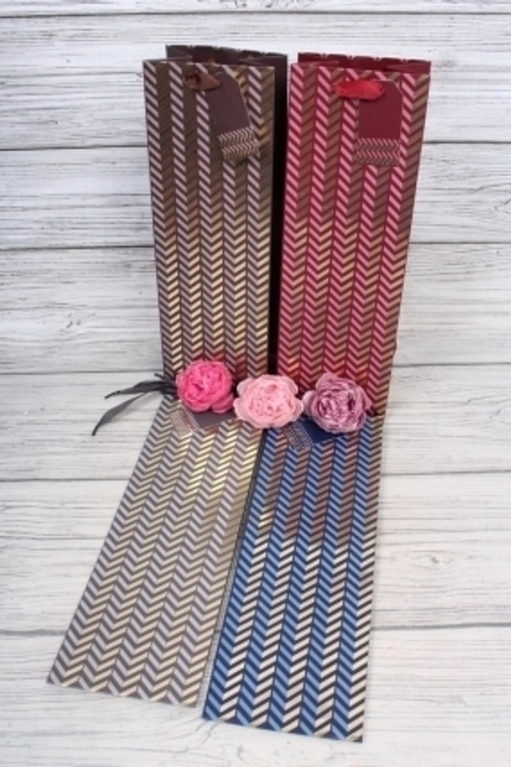 Пакет подарочный под бутылку, Елочка с золотом, МИКС, 12*36*9 см (Д*В*Ш)