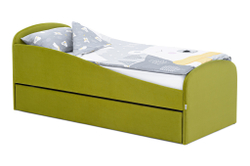 Детская мягкая кровать с ящиком Бельмарко Letmo оливковый велюр