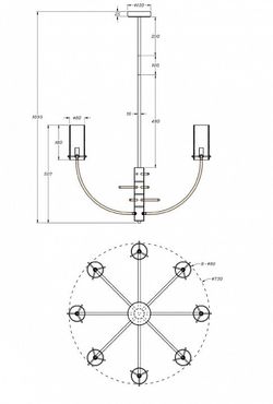 Люстра на штанге Maytoni Arco MOD223PL-08BS