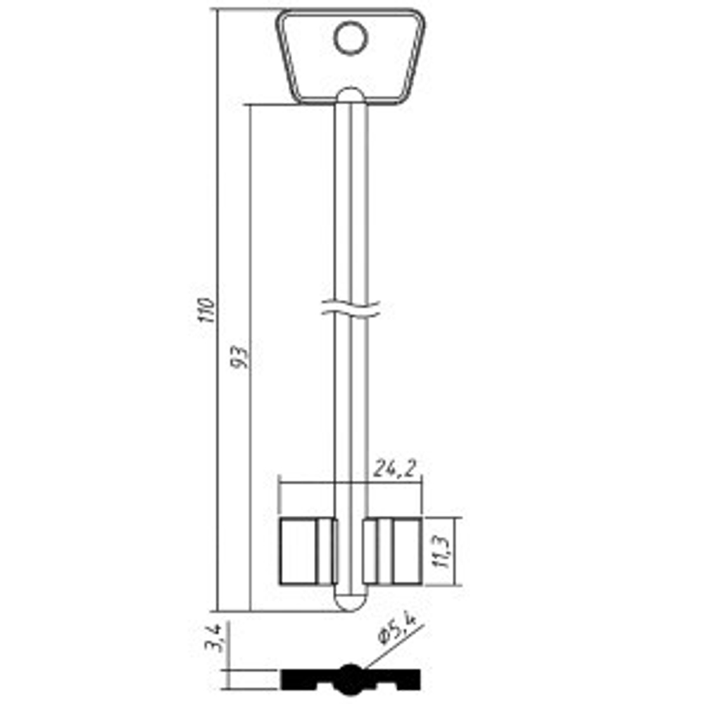 Сувальдный ключ TLU1D – заготовка 15409