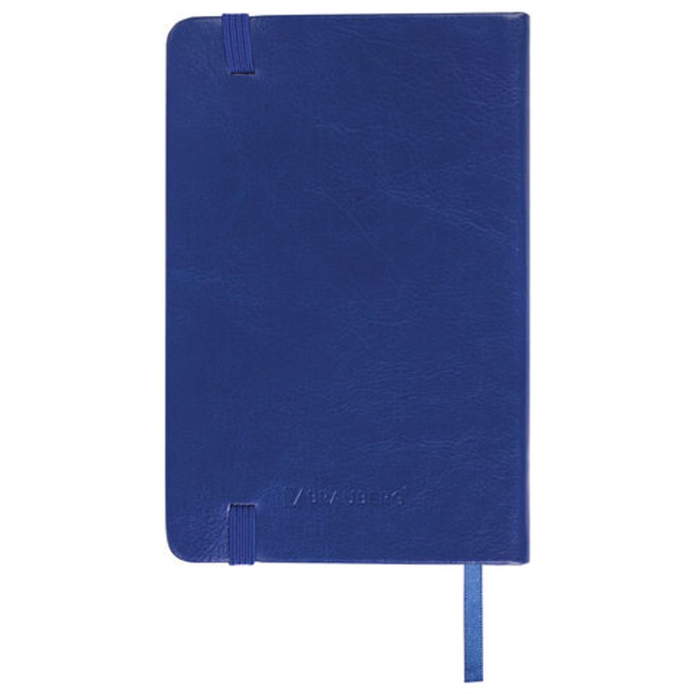 Блокнот в клетку с резинкой МАЛЫЙ ФОРМАТ А6 (100x150 мм), 80 л., под кожу синий BRAUBERG "Metropolis Special", 111580