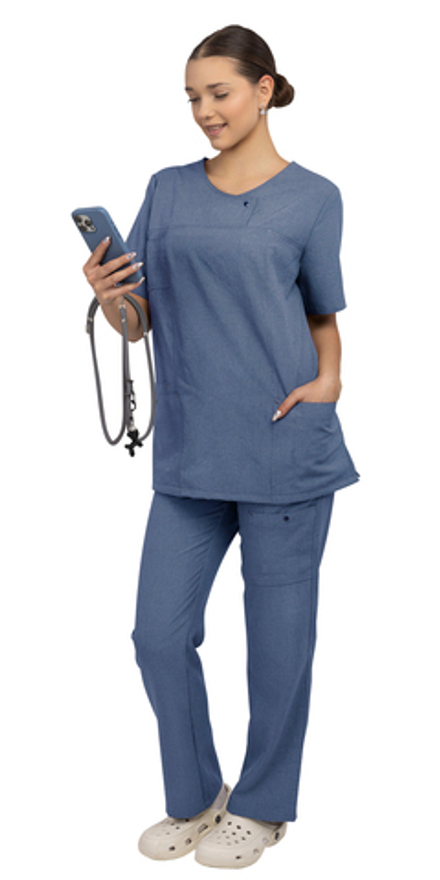 Костюм Л-535 женский, блуза, брюки, синий