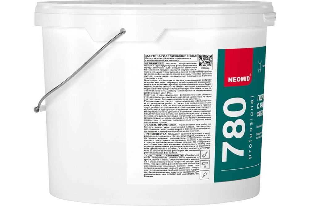ГИДРОИЗОЛЯЦИЯ С АРМИРУЮЩ.ФИБРОВОЛОК Д ВЛАЖНЫХ И МОКРЫХ ПОМЕЩ-Й (12КГ) НЕОМИД