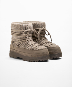 OYSHO Трикотажные сапоги на шнуровке, серовато-коричневый