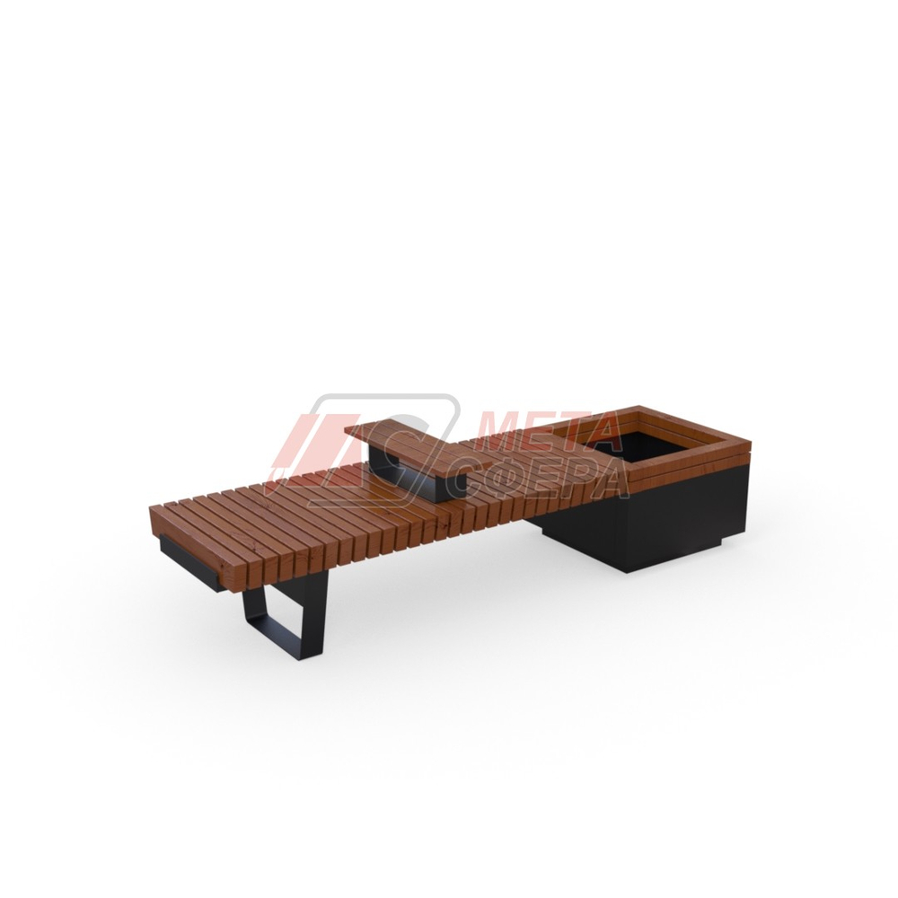 Лавка Rail Road 02 с вазоном и подлокотником