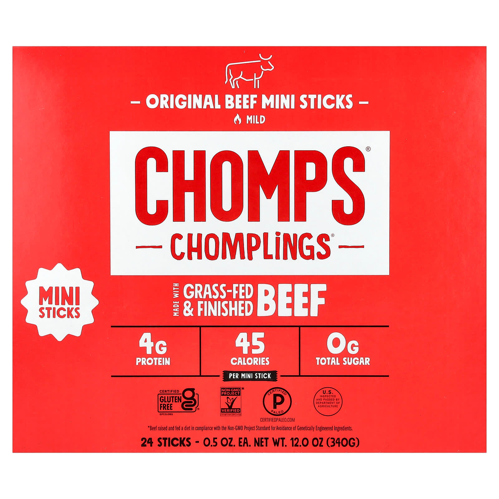 Chomps, Chomplings®, оригинальные говяжьи мини-палочки, с неострым вкусом, 24 шт. по 14 г (0,5 унции)