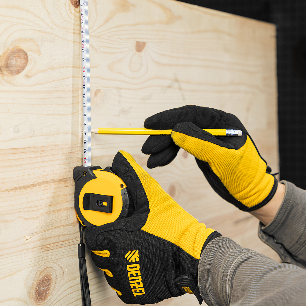 Рулетка 5м х 19мм, двухкомп. корпус, кнопка-пауза Denzel