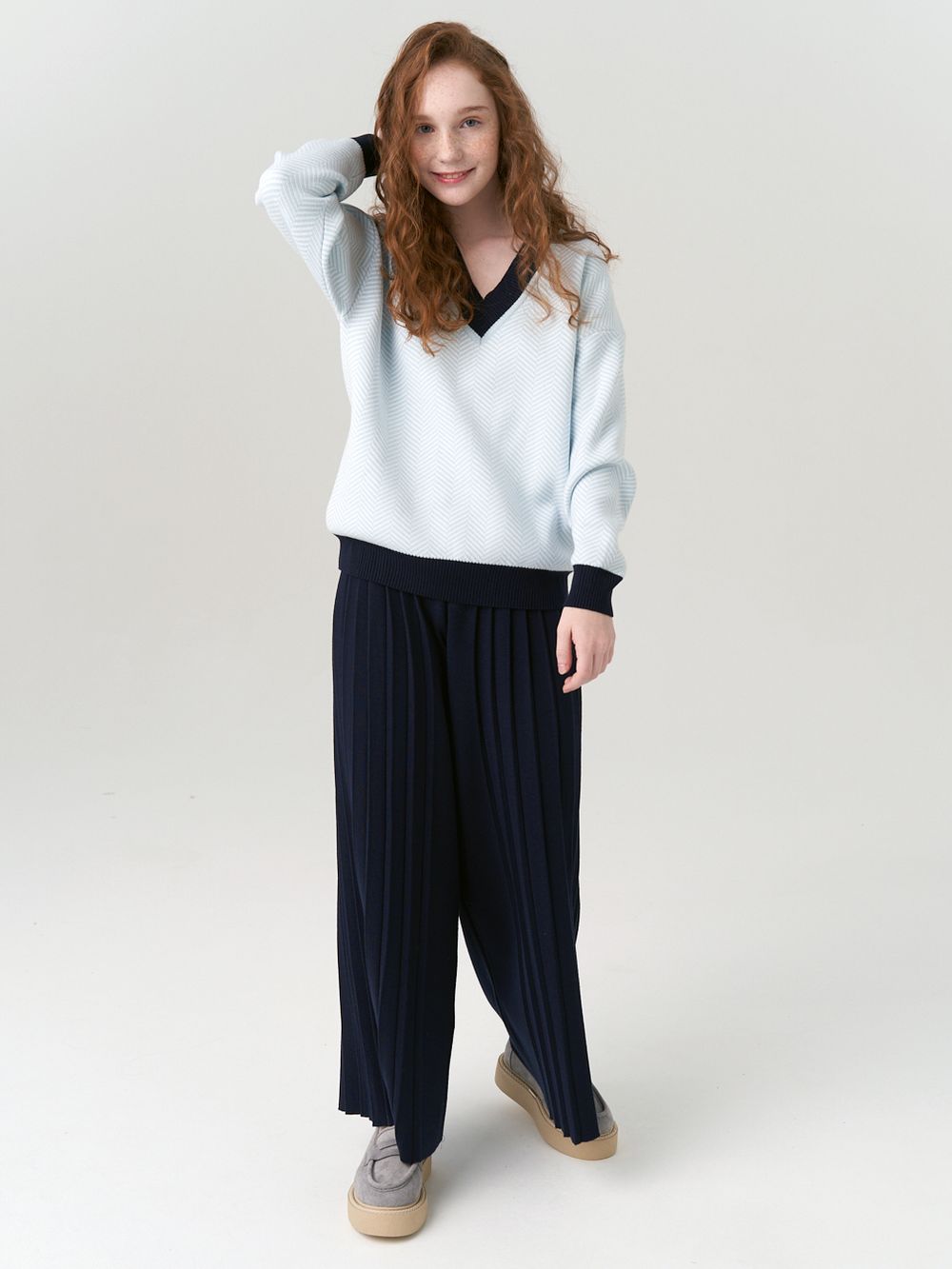 Джемпер для девочки AT954 небесно-голубой