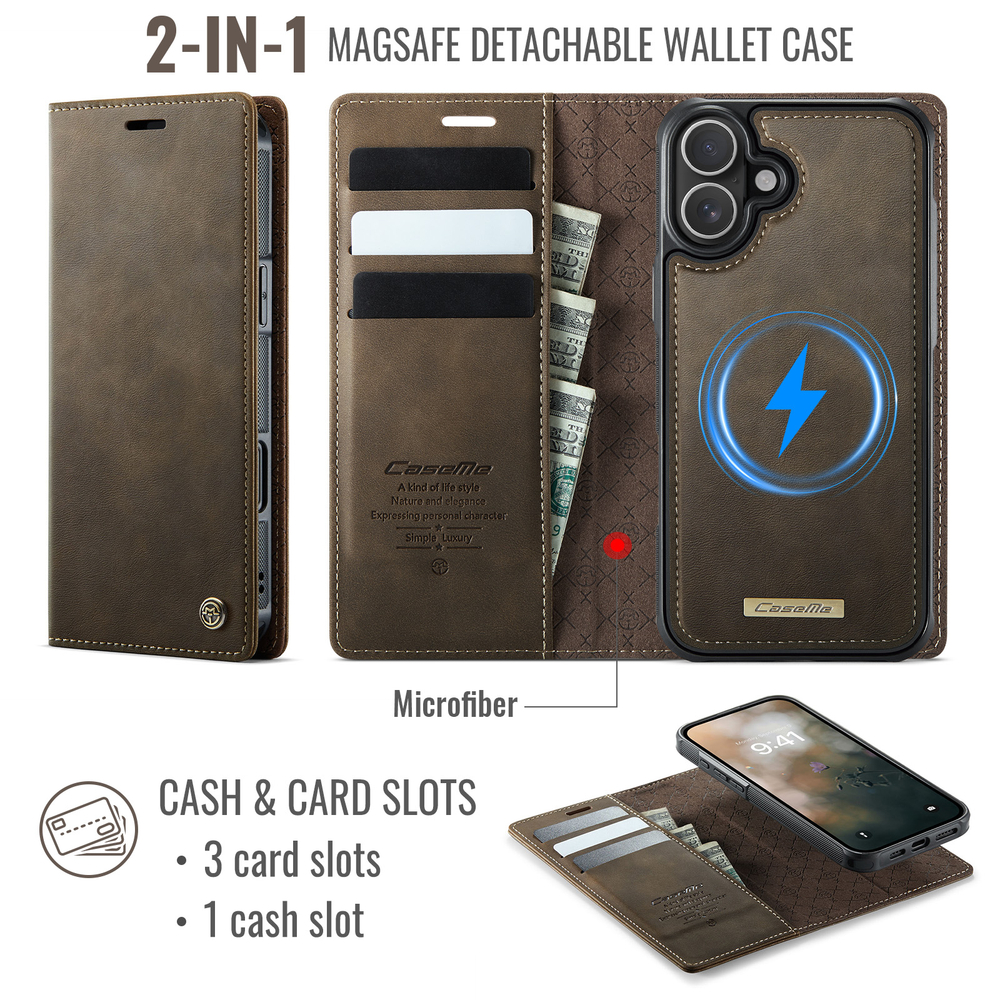 Чехол-кошелек CaseMe 2 in 1 MagSafe iPhone 16+