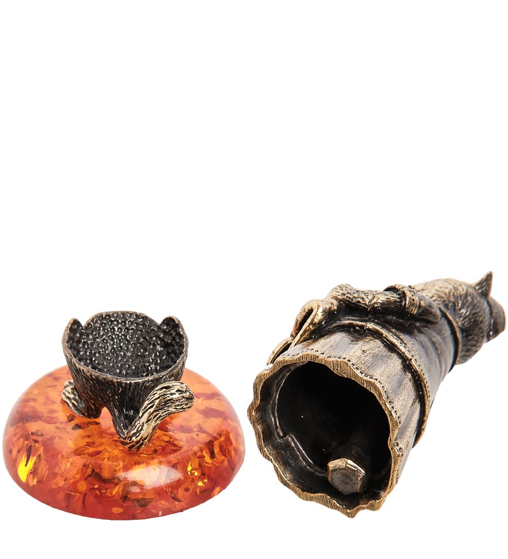 AM-1012 Фигурка «Колокольчик-Кошка Стюардесса» (латунь, янтарь)